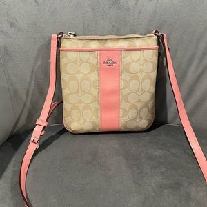 Coach Pink/Beige signature crossbody